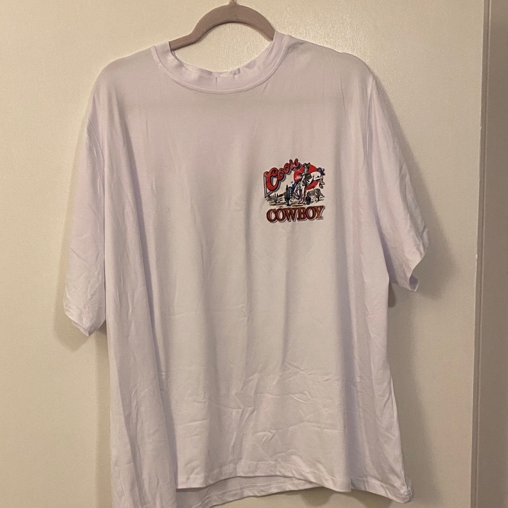 White Graphic Tee with Cowboy Design